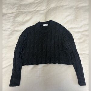 Aritzia Babaton Dark Navy Cable Knit Sweater